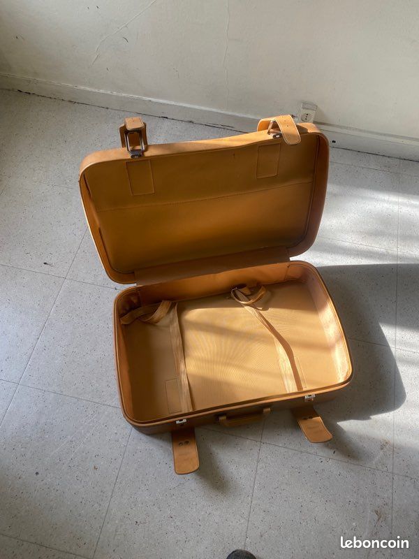 Valise En Cuir Vintage Rétro - Marron - 65x41x17 Cm - Idée Déco Ou Anniversaire 60 Ans