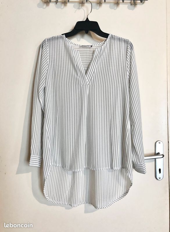 36 WILLIAM DE Blouse en soie rayée Blanc Vêtements