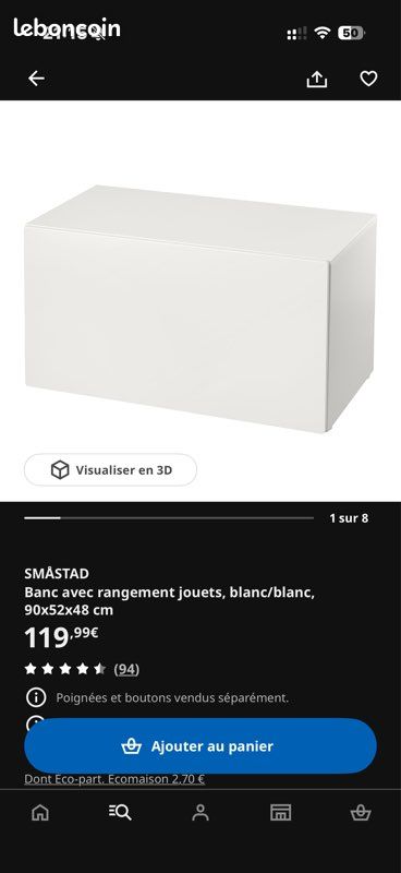 IKEA SMASTAD Banc avec rangement jouets (image 3)