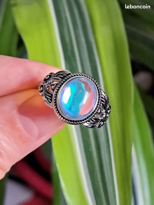 Bague Fleur En Argent 925 Et Pierre De Lune - Taille 54 - Neuf Avec étiquette