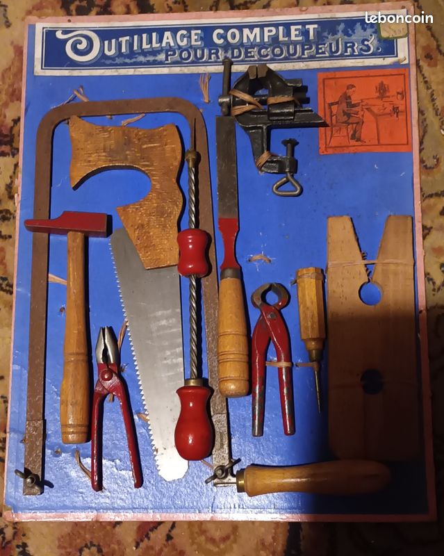 Vieux Jeu De Menuisier Werkzeug – Boîte à Outils Enfant, Fabrication Allemande, Occasion