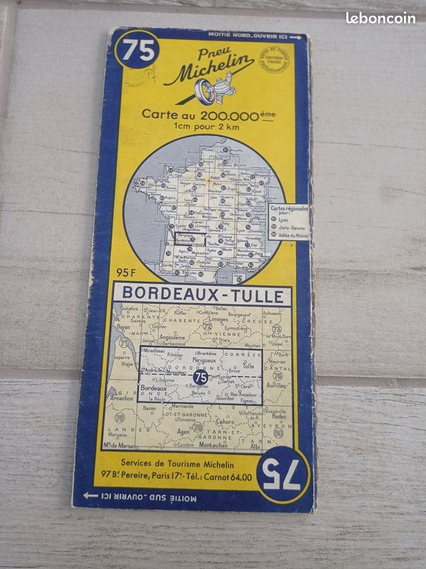 Carte routière - 75 - Michelin - Bordeaux Tulle (image 1)