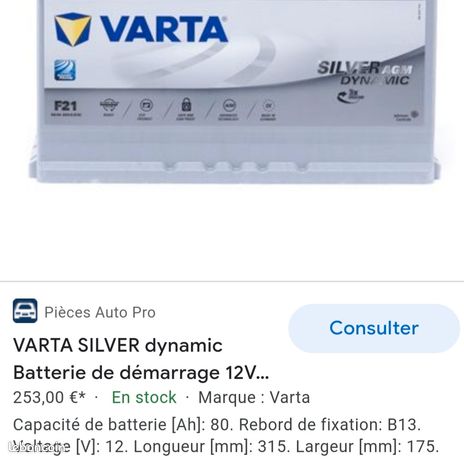 BATTERIE F21 VARTA START-STOP 12V 80Ah 800A AGM NEUVE - Équipement auto