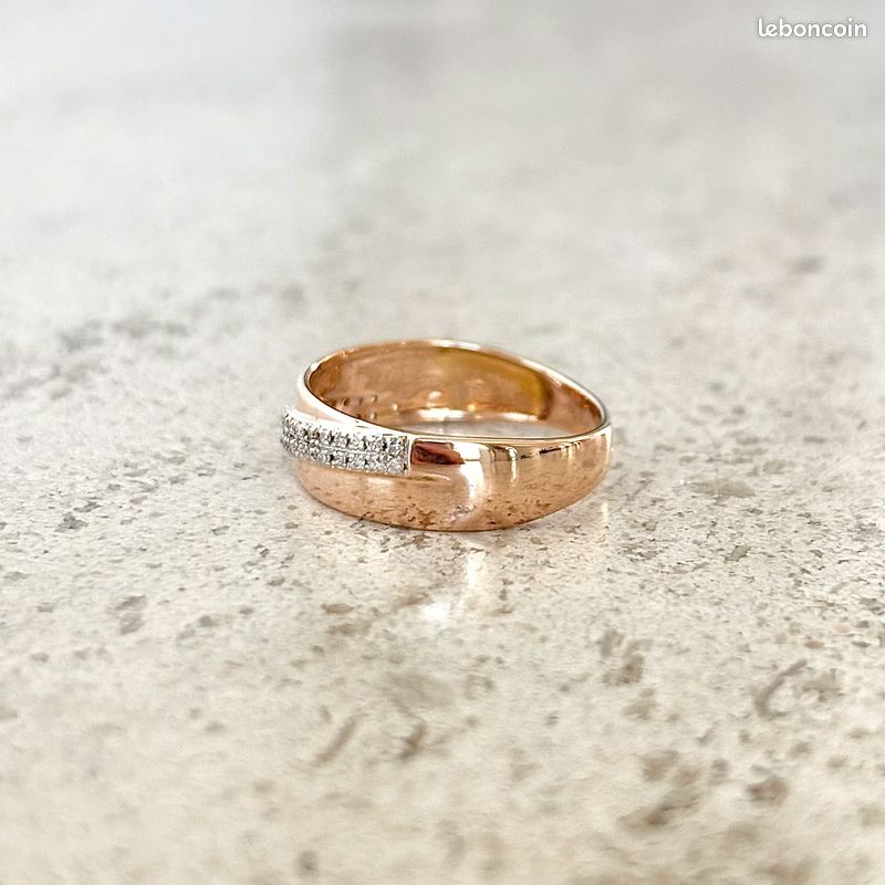 Bague Alliance Jonc - Or Rose 750 & Diamants (image 4)