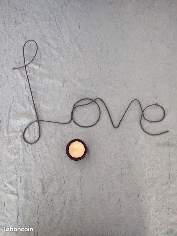 Décoration murale en fer love + bougeoir bougie rouge (image 2)