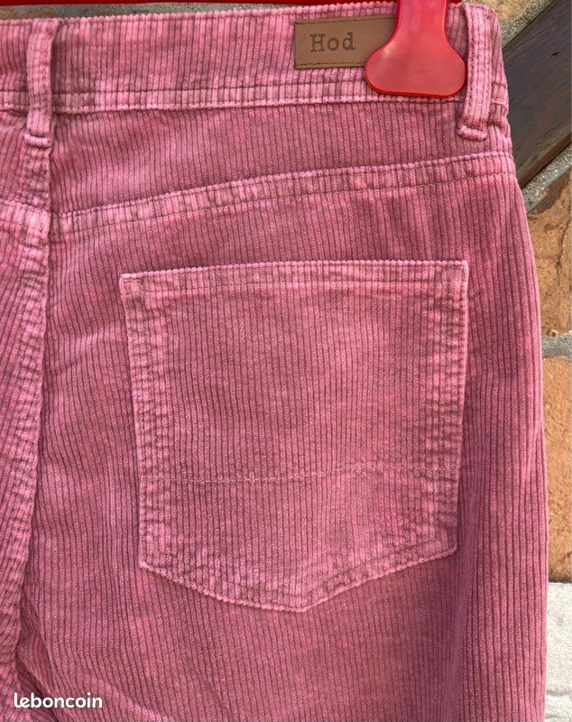 Pantalon à la coupe décontracté, en velours côtelé, vieux rose côtelé, Hod Paris, 27 US = 37 FR grand (image 15)