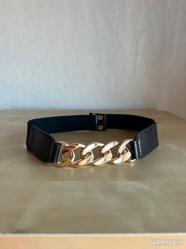 Ceinture Femme Luxe En Métal Doré Avec Chaîne Noire Tressée - Taille Réglable S/M - Style Hip Hop Design - Neuf Avec étiquettes