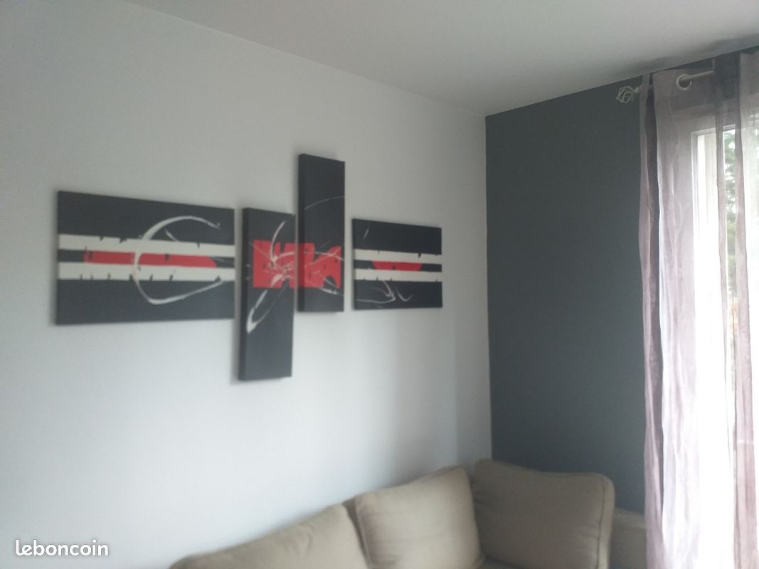 Triptyque grand format noir rouge blanc (image 2)