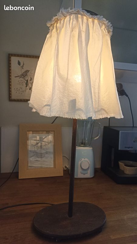 2 lampes fer forgé , tissus en lin crème (image 2)