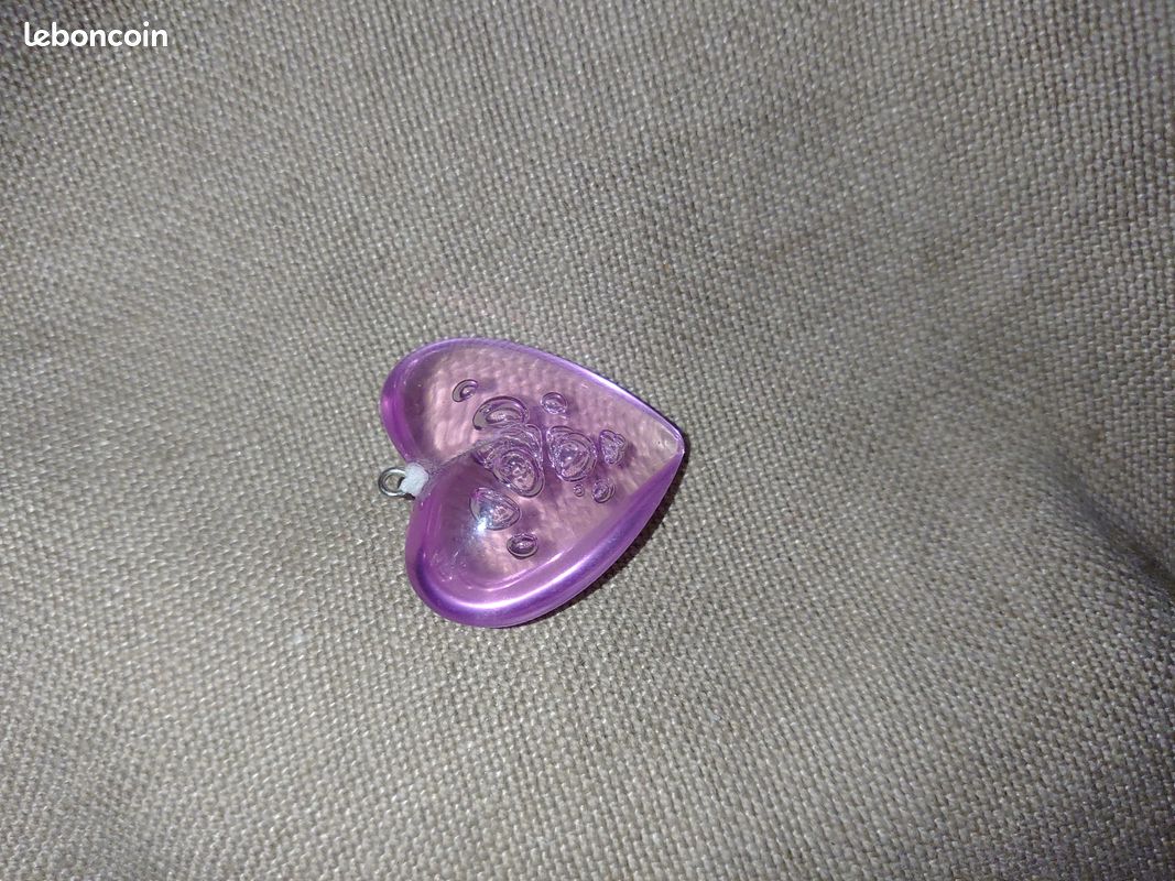 Pendentif grand coeur couleur parme translucide à bulle Vintage (image 19)