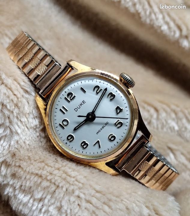 Montre Vintage Duke Plaqué Or - Mécanique Manuelle, Années 1940-1970, Pour Femme