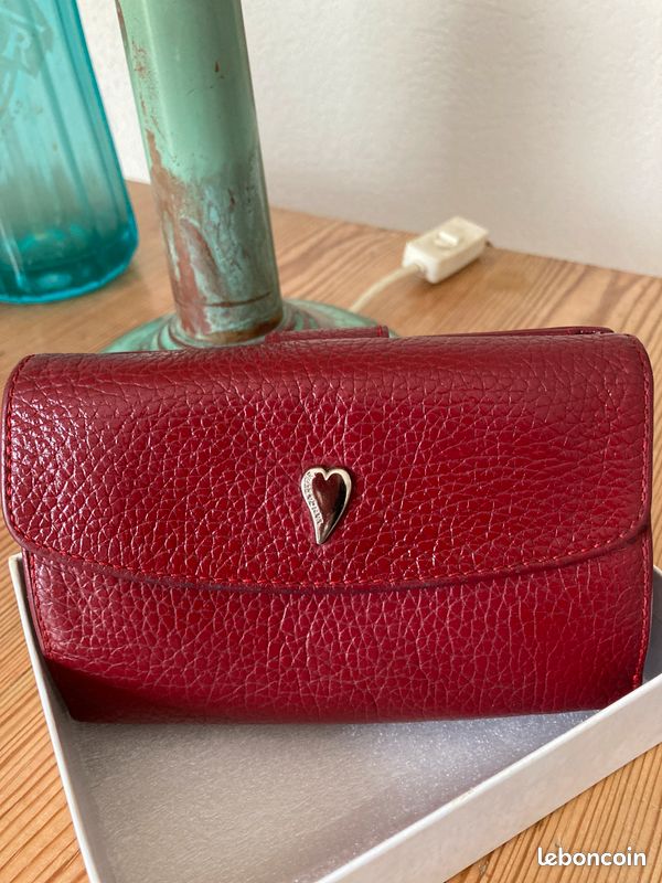 Cuir Portefeuille Rouge Lancaster Portefeuille, Monnaie, Cartes