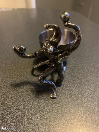 Jean Boggio Paire de coquetiers Eléphant en métal argenté, H 8,5cm