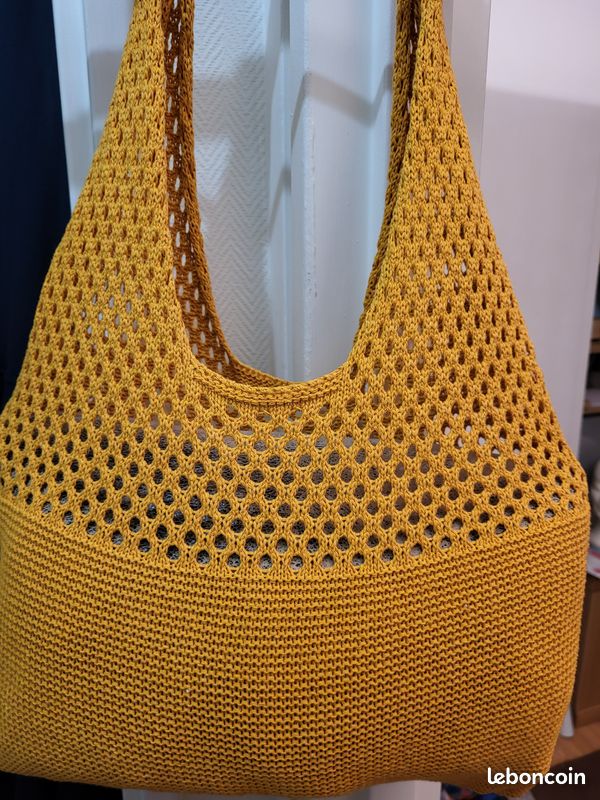 Sac à effet crochet neuf orangé 31x40 cm fourre tout (image 4)