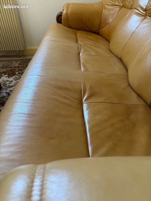 Ensemble deux fauteuils cuir et canapé trois places cuir (image 4)