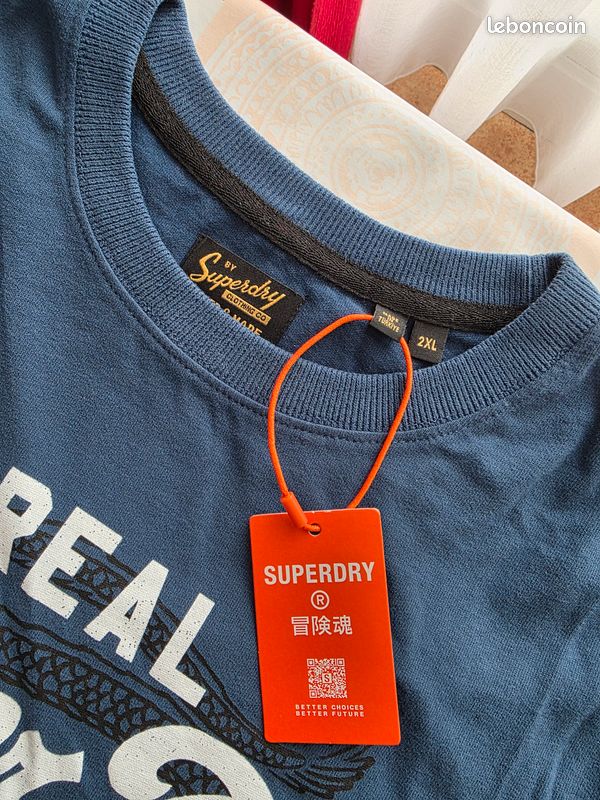 Polo Superdry Homme - Gris à Rayures, Taille M (Étiquette L), Occasion Très Bon État