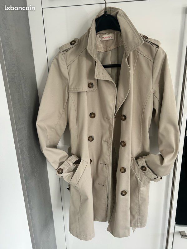 Trench Classique Pour Fille - Taille 10 Ans - Beige - Imperméable Mi-saison - Occasion Très Bon état