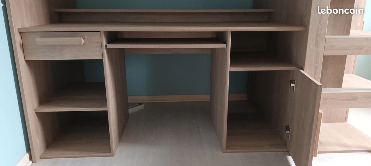 Lit mezzanine (lit,bureau, armoire,bibliothèque) (image 4)