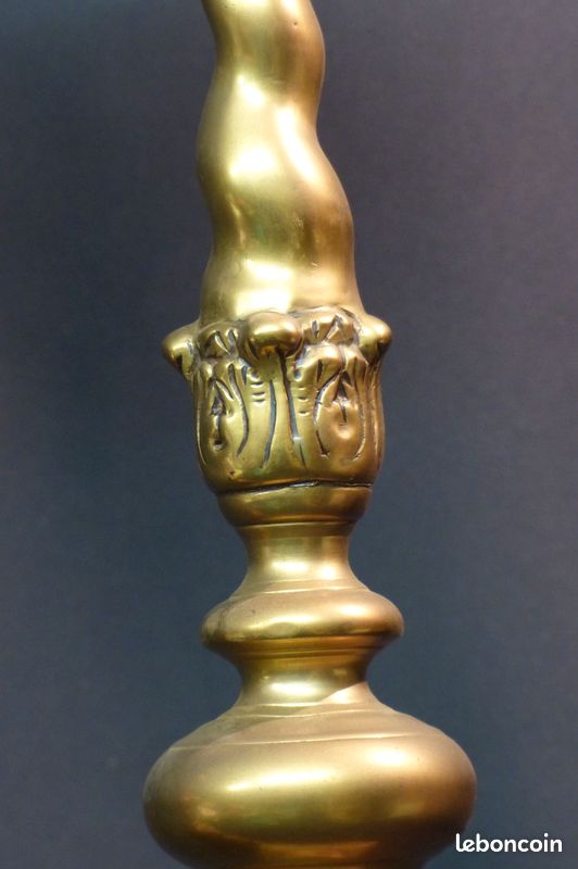 1890 paire grands bougeoirs candélabres pique-cierge 52cm6kg bronze doré église (image 6)