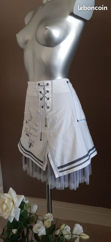 Jupe Midi Vintage En Laine Beige Marks And Spencer - Taille 12 - Très Bon état Occasion