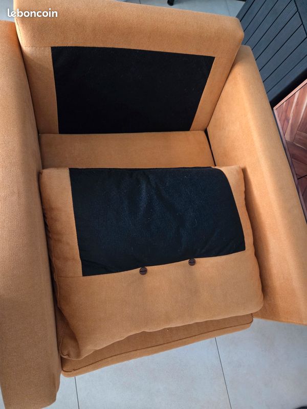 Fauteuil tissu couleur miel (image 5)