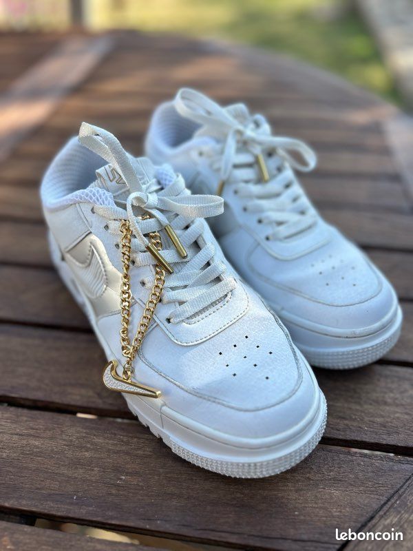 Pixel White Gold Air Force Pixel Sneaker Gold Chain Air Force