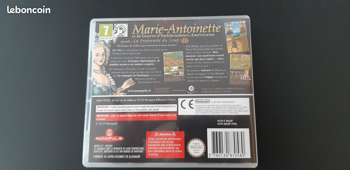 Jeu Nintendo DS Marie-Antoinette et la guerre d'indépendance américaine (image 3)