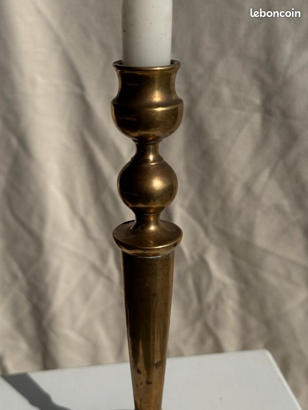 Grand bougoir doré en laiton forme classique H17 D13,5 (image 16)