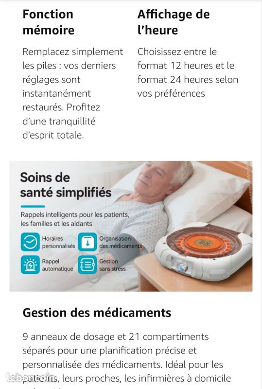 Grand Pilulier Automatique Intelligent NEUF sous cellophane 21 Compartiments Distributeur de Médicaments RETEKENESS TH017 Écran LCD 9 Alarmes Verrouillage Sécurisé Simple pour seniors (image 8)