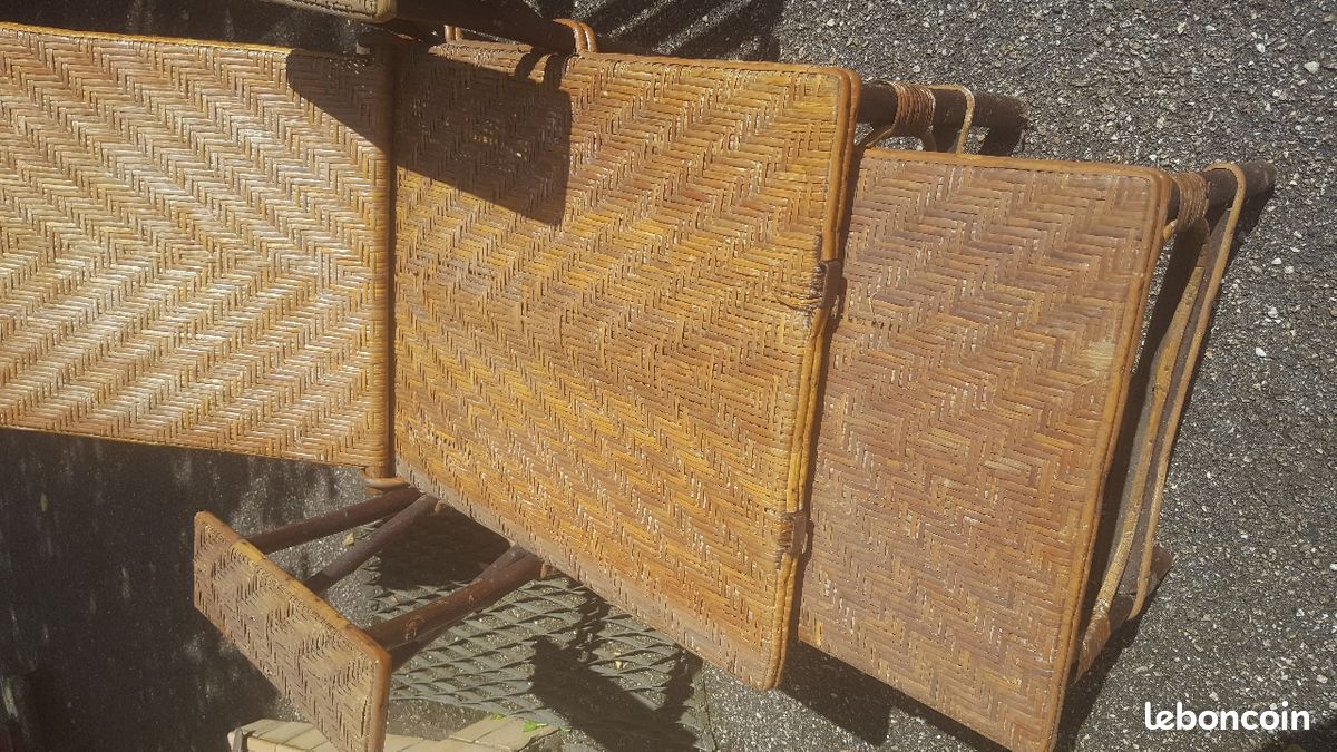 Chaise longue ancienne. Vintage rotin (image 7)
