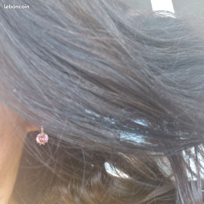 Boucles d'oreilles cristal rose, cristal rose, Dormeuses, dormeuses cristal rose (image 2)