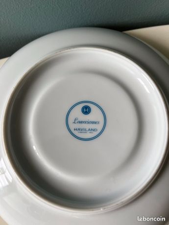 Lot De 8 Assiettes à Gâteau Haviland Louveciennes - Porcelaine Limoges - ø 19cm - Occasion