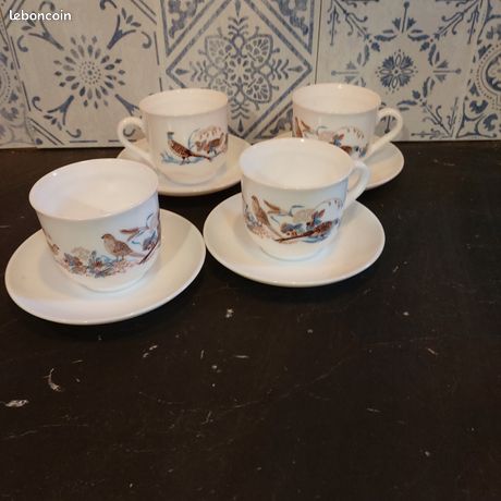 Lot De 4 Tasses à Café Arcopal Vintage - Verre Borosilicate, Motif Floral Coloré