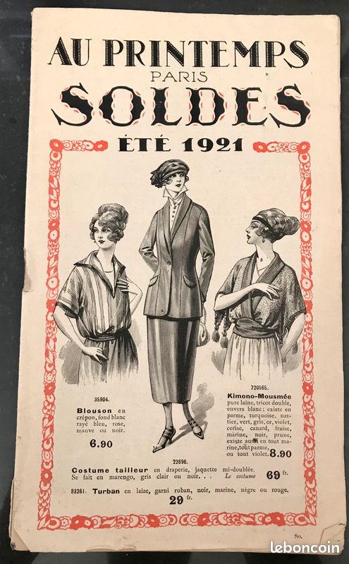 Publicité ancienne linge blanc au Printemps Paris 1921 issue de magazine