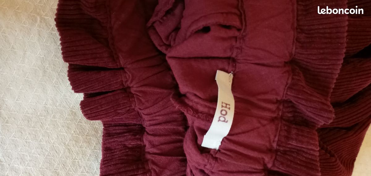 Pantalon femme velours bordeaux (image 2)