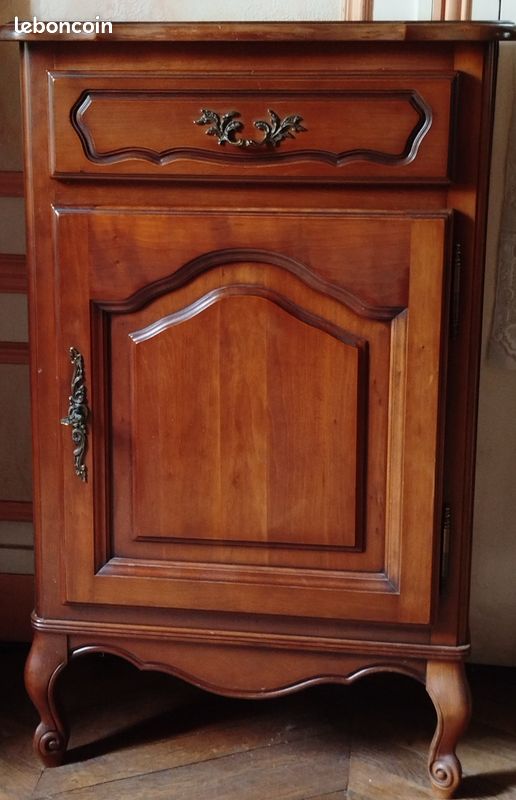 Lot 2 meubles en merisier marron foncé- meuble TV et d'appoint (image 4)