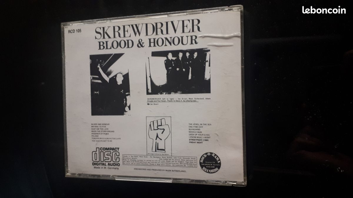 Skrewdriver , blood and honour - CD - Musique