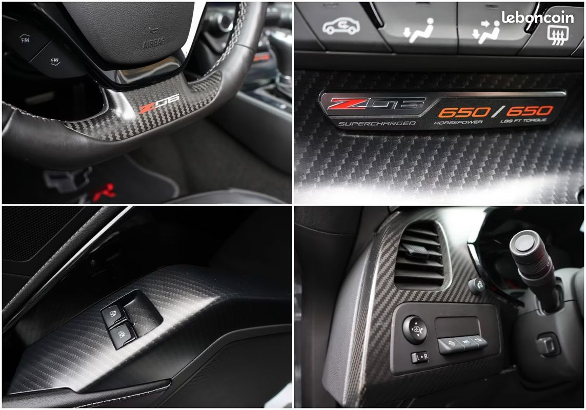 CORVETTE C7 Z06 6.2 V8 659 ch – HUD – Bose – Caméra 360° – Targa Carbone (image 34)