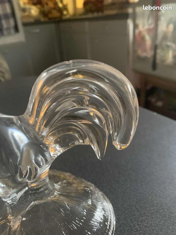 Grande Statuette COQ En CRISTAL - 32cm Hauteur - 3200g - Origine Lorraine XXe