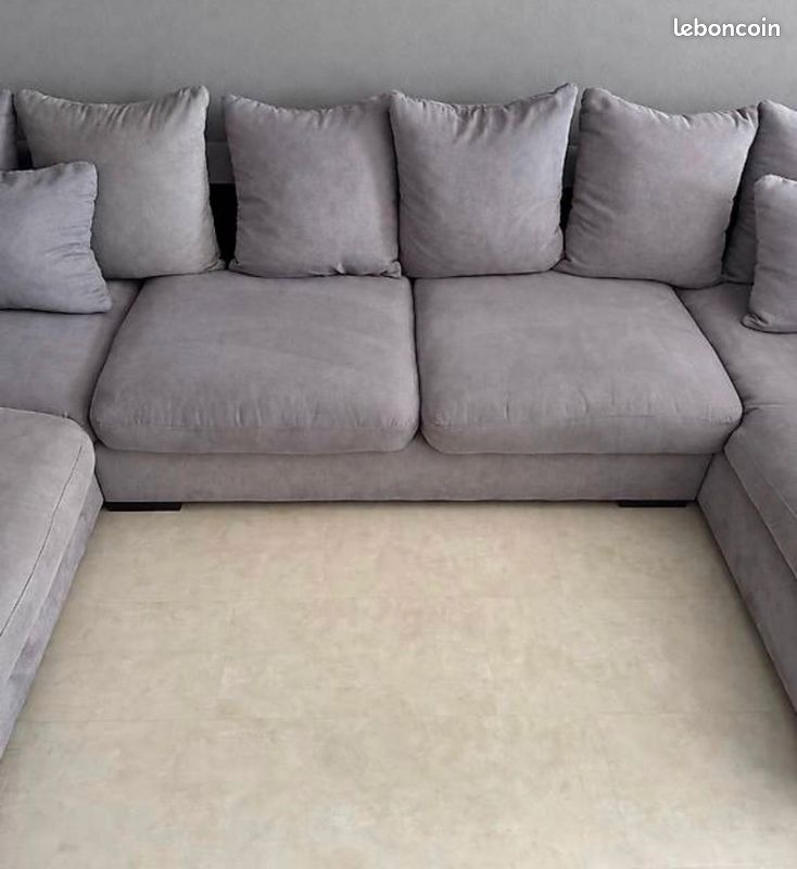 Magnifique canapé d'angle forme U gris (image 3)
