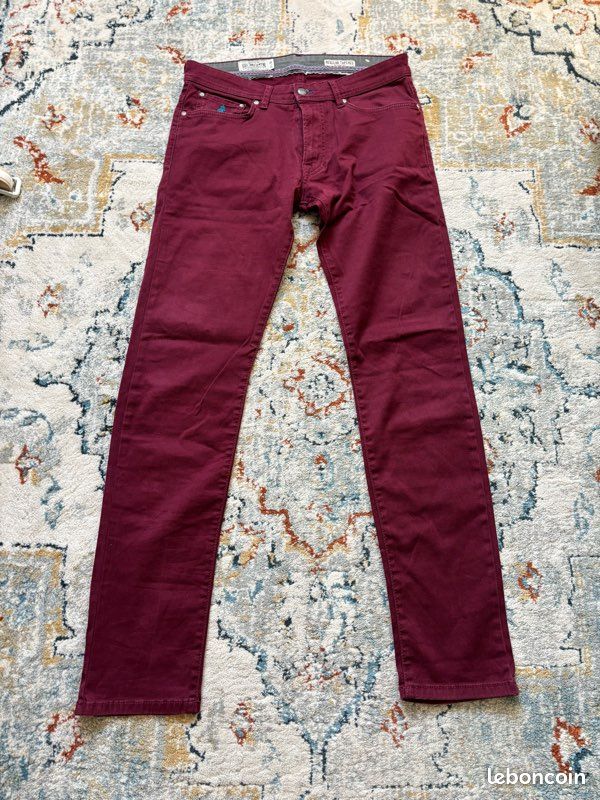 Pantalon chino Bordeaux uni brodé - Marlboro Classics - W31 L34 (image 2)