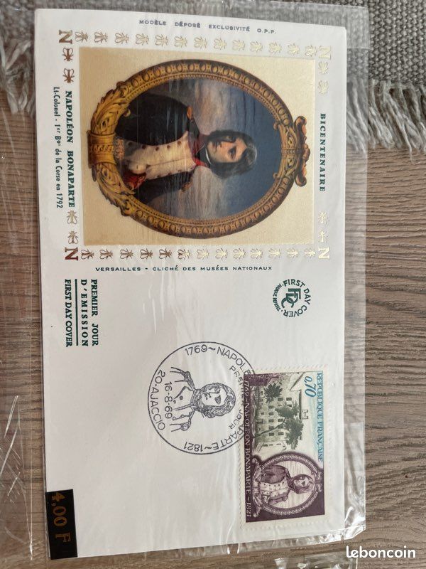 Lot 4 Cartes Premier Jour FDC Soie — Bicentenaire Napoléon 1969 (Ajaccio & Monaco) (image 3)