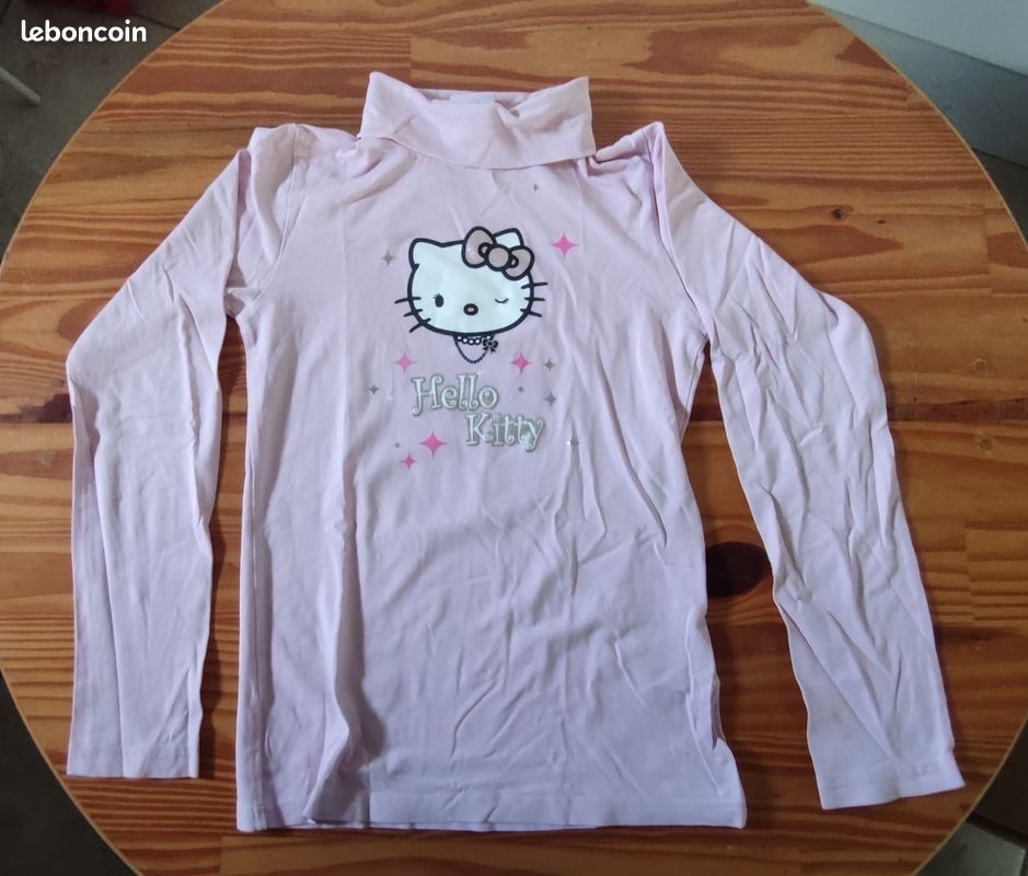 Chemise de Nuit Manches Courtes Hello Kitty Couleur Gris Taille 6 Ans-116 Cm