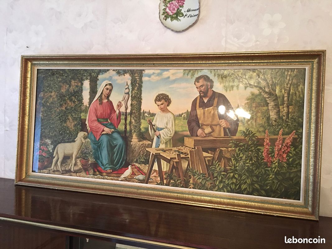 Vintage ancien tableau religieux (image 1)