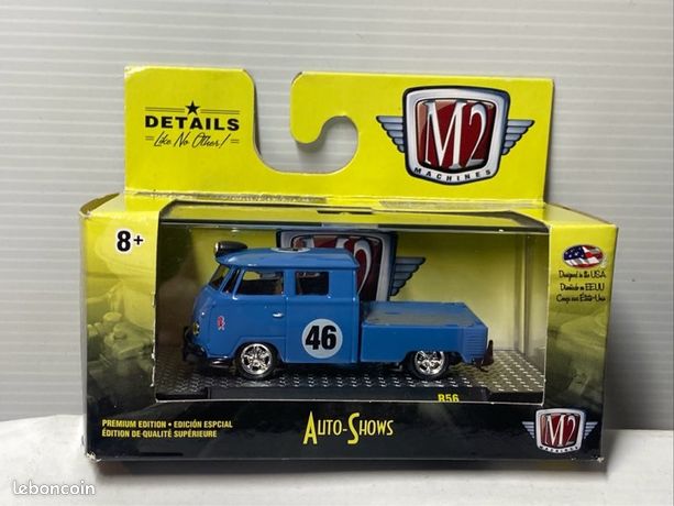 M2 Machines AutoShow 1/64 - VW Double Cab Truck 1960 - Modèle Bleu - Neuf