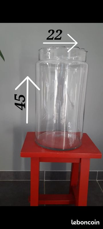 Grand vase de sol cylindrique en verre épais et transparent Hauteur 45 cm (image 4)