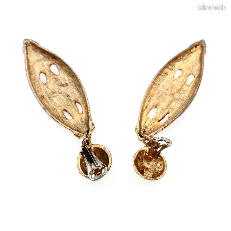 Boucles D'oreilles Clip Vintage Métal Doré - Style Rétro Superbe - Occasion