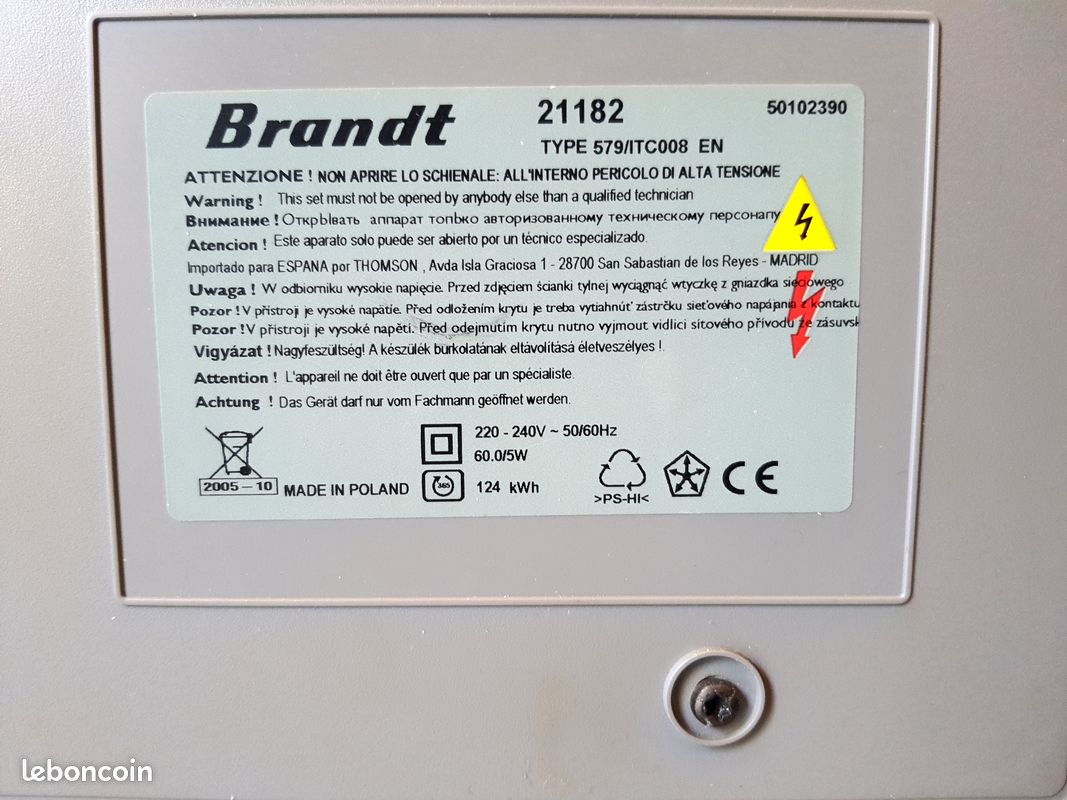 TV téléviseur écran cathodique BRANDT 21 pouces (image 4)