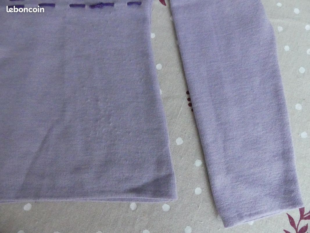 Pull à col rond couleur parme Caroll laine mélangée T42 BE petit prix em94 (image 6)