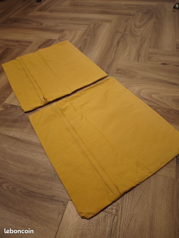Lot de 2 taies de coussin jaune moutarde 100% coton (image 3)